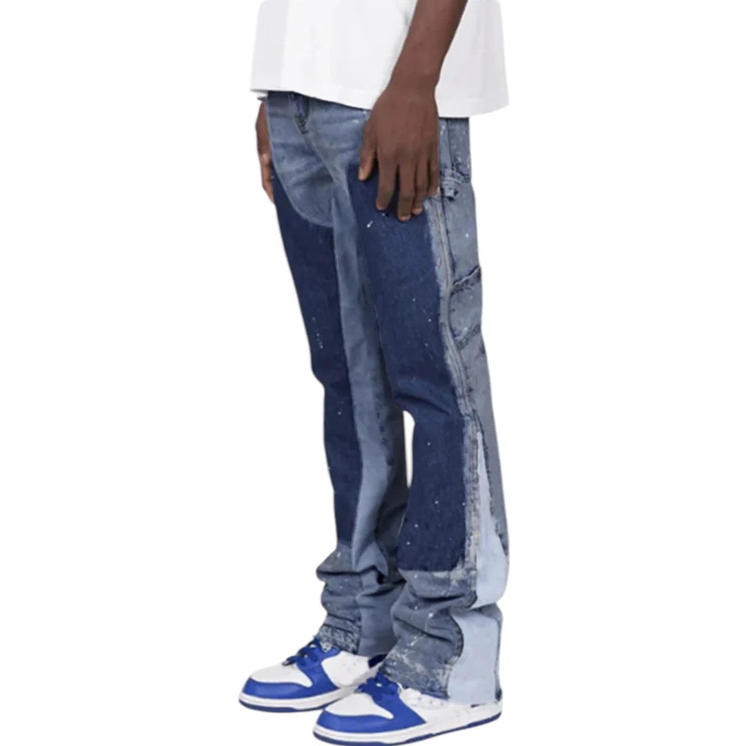 "Blue Patch Flared Denim"