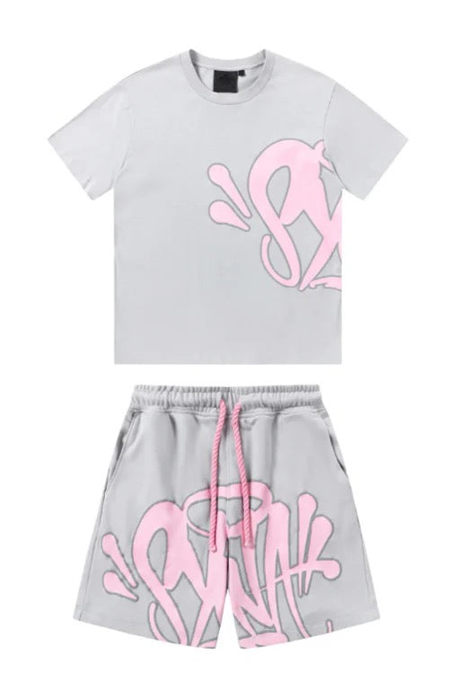 "Graffiti" Short set Grey Pink